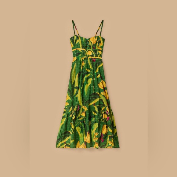 FARM RIO Green Banana Aquarela Midi Dress - Picture 6 of 6